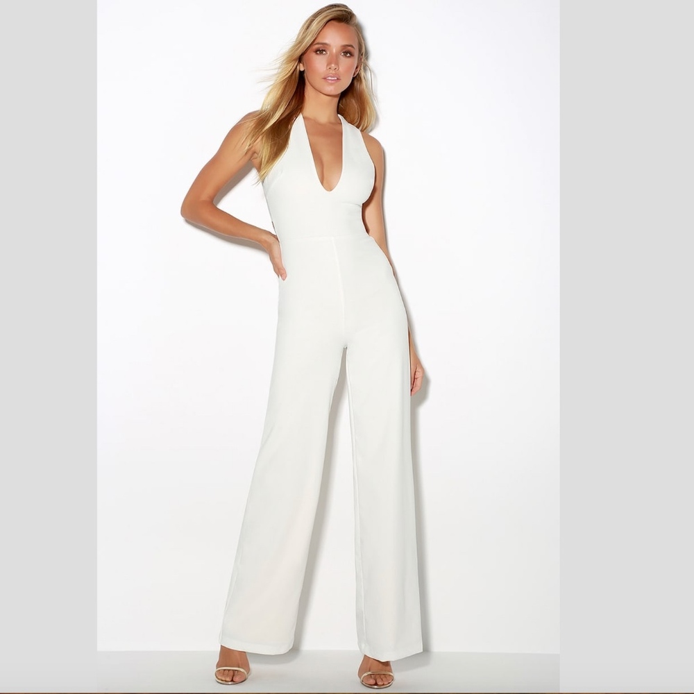 White Backless Jumpsuit